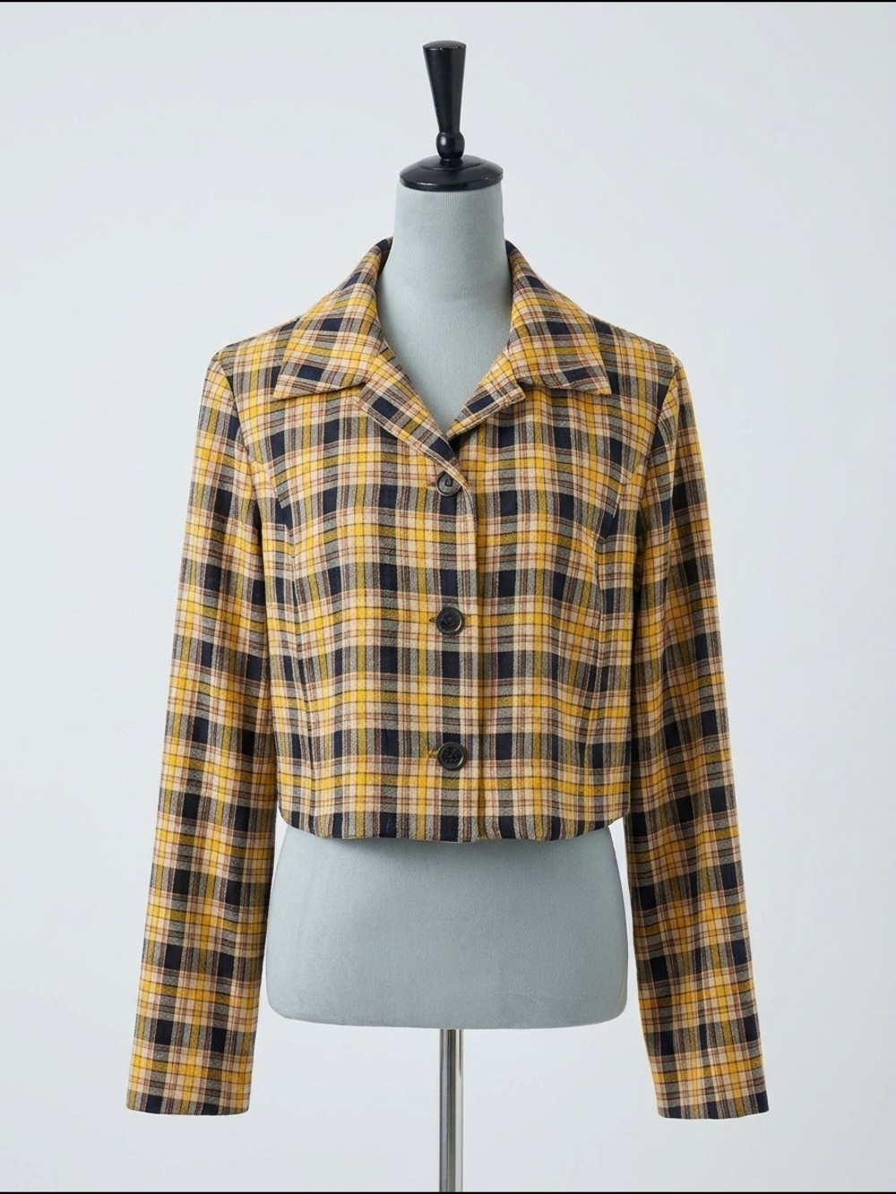 Capulet Yellow and Brown‎ Plaid Cropped Blazer